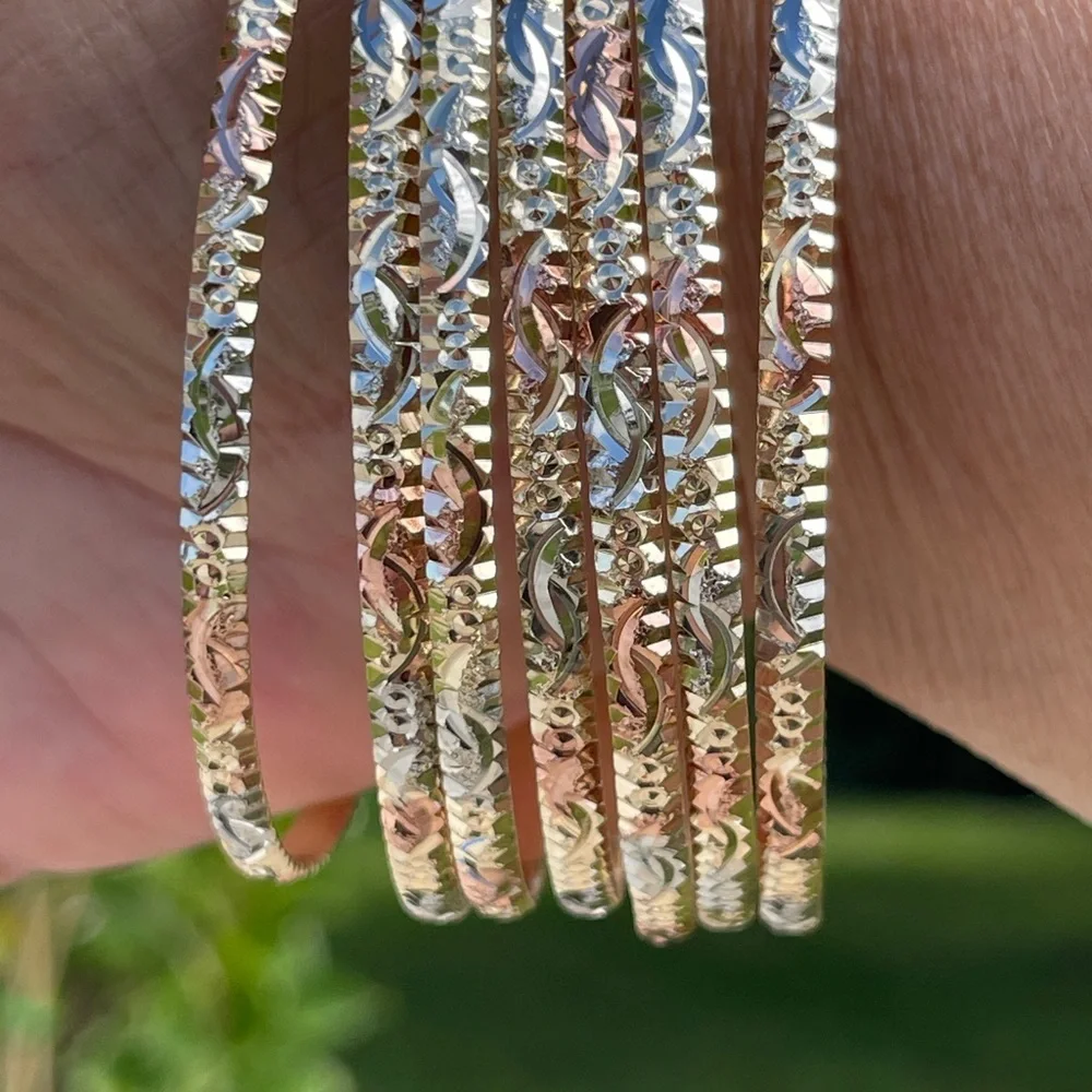 Chic Gold and Silver Textured Bangles - Picture 7 of 14